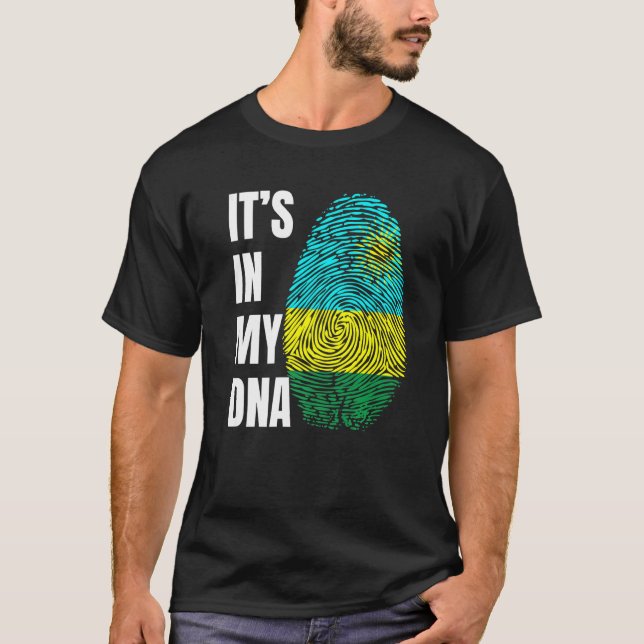 Fingerprint DNA Biometry Flag Rwanda T-Shirt (Front)