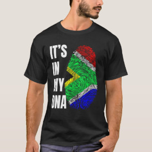 Fingerprint DNA Biometry Flag South Africa T-Shirt