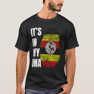 Fingerprint DNA Biometry Flag Uganda T-Shirt