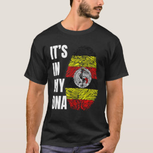 Fingerprint DNA Biometry Flag Uganda T-Shirt