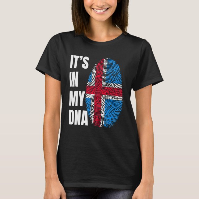 Fingerprint DNA Biometry Iceland Flag T-Shirt (Front)