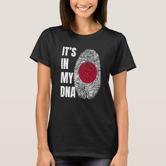 Fingerprint DNA Biometry Japanese Flag Japan T-Shirt (Front)