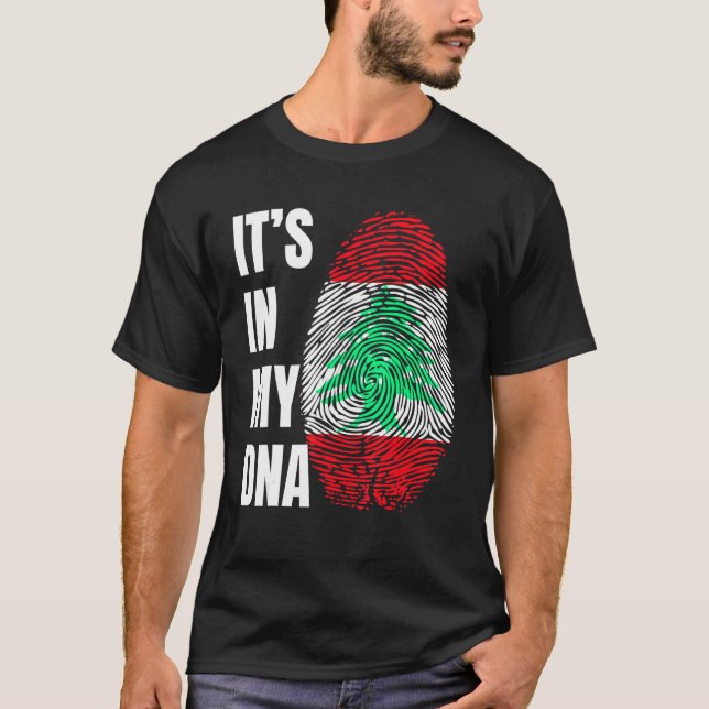 Fingerprint DNA Biometry Lebanese Flag Lebanon T-Shirt (Front)