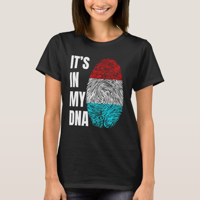 Fingerprint DNA Biometry Luxembourg Flag Luxembour T-Shirt (Front)