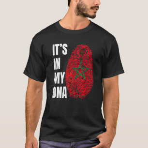 Fingerprint DNA Biometry Moroccan Flag Morocco T-Shirt
