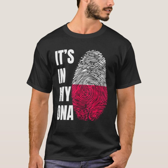 Fingerprint DNA Biometry Polish Flag Poland T-Shirt (Front)