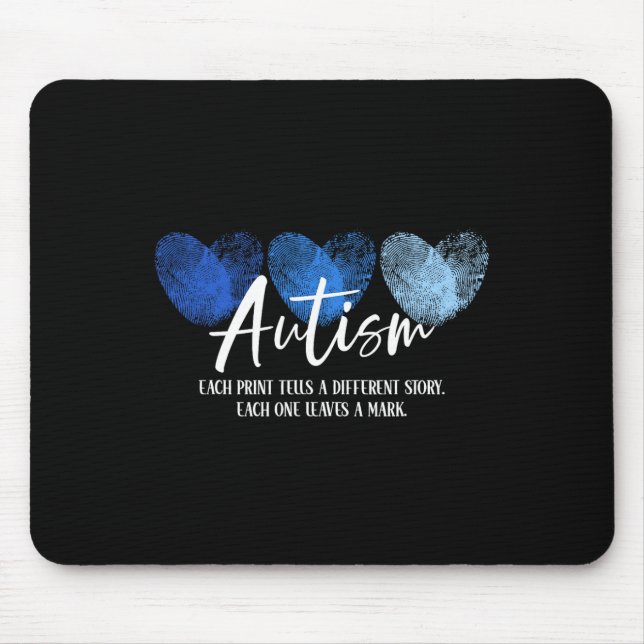 Fingerprint Heart Autism Each Print Tells A Differ Mouse Pad (Front)