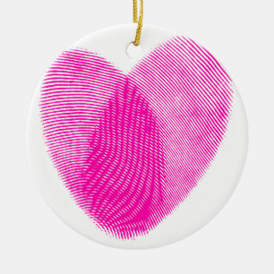 Fingerprint Heart Ceramic Ornament