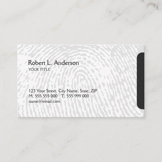 Fingerprint Identity Security Modern business card (Front)