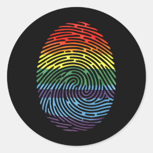 Fingerprint LGBTQ Proud Gay Lesbian Rainbow Pride Classic Round Sticker