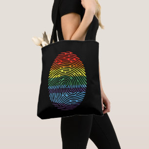 Fingerprint LGBTQ Proud Gay Lesbian Rainbow Pride Tote Bag