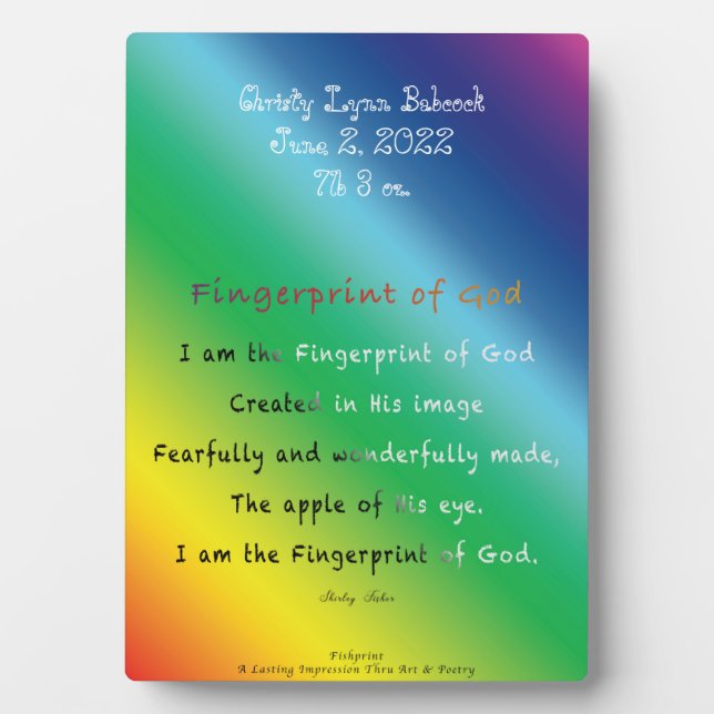 Fingerprint of God Poem Plaque (Front)