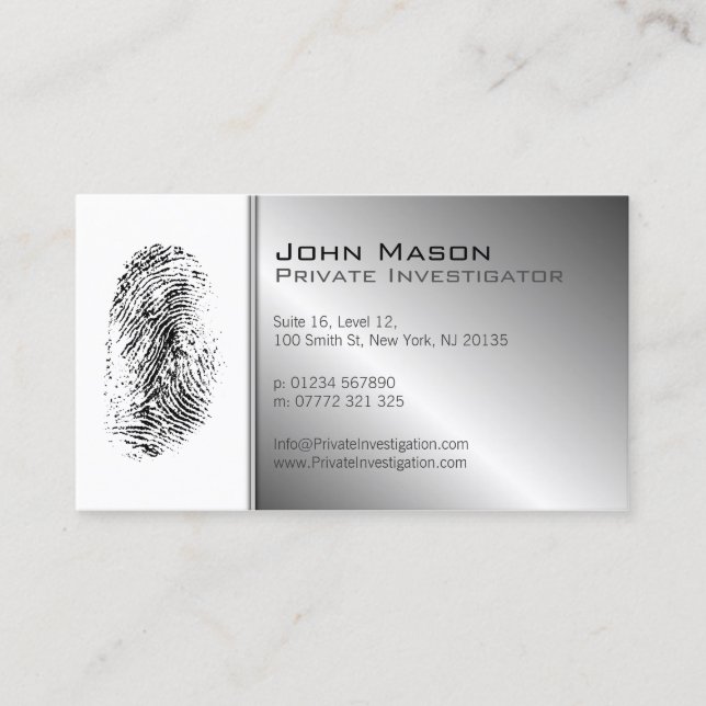 Fingerprint Private Investigator Business Card (Front)