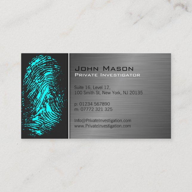 Fingerprint Private Investigator Business Card (Front)