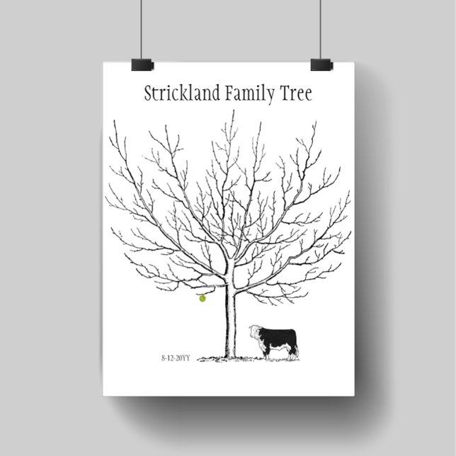 Fingerprint Rustic Cow Family Tree No Border Poster (Creator Uploaded)