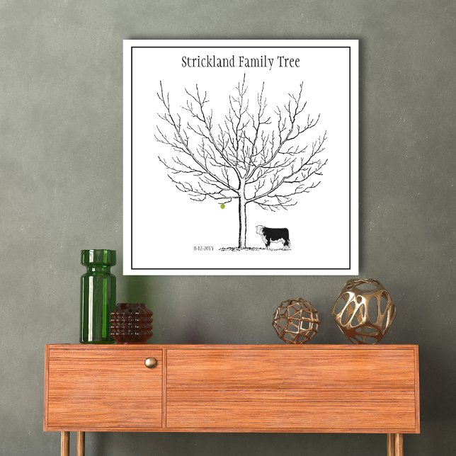 Fingerprint Rustic Cow Family Tree Poster (Creator Uploaded)