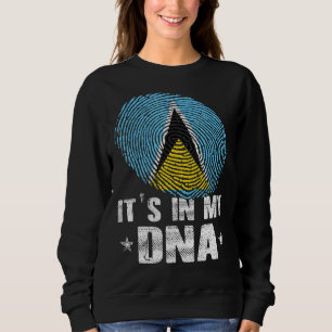 Fingerprint Saint Lucia Flag It's In My Dna Sweatshirt