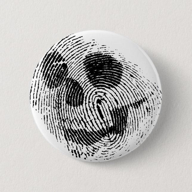 Fingerprint skull 6 cm round badge (Front)