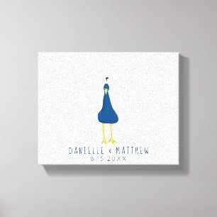 Fingerprint Thumbprint Peacock Tail Wedding Canvas Print