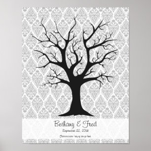 Fingerprint Tree C with Damask - 11"x14" Poster