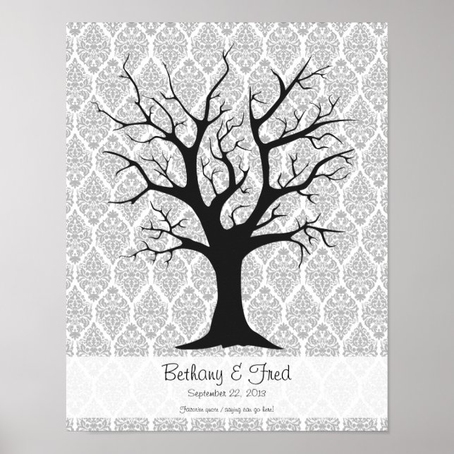 Fingerprint Tree C with Damask - 11"x14" Poster (Front)