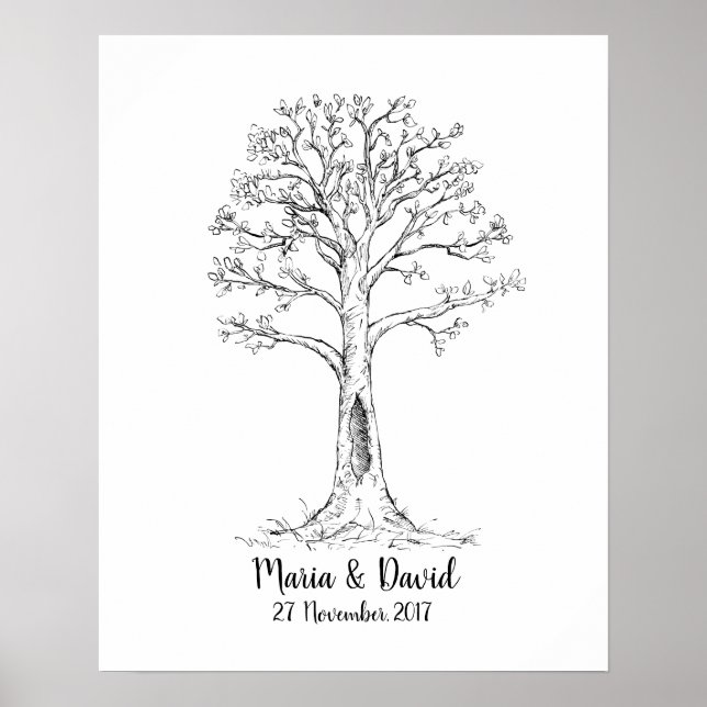 Fingerprint tree, GuestBook, Thumbprint Tree Poster (Front)