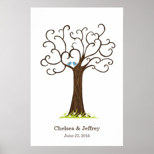 Fingerprint Tree (Heartastic Dark Brown) Poster
