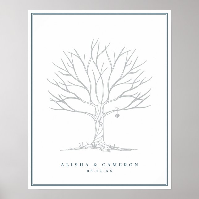Fingerprint Tree & Monogram Wedding Guest Book (Front)