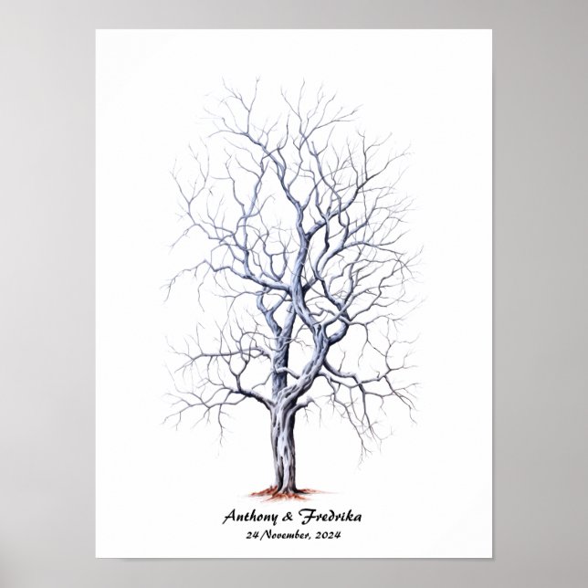 Fingerprint Tree Wedding Guest Book (Front)