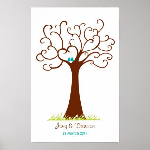 Fingerprint Tree Wedding - Heartastic (White) Poster
