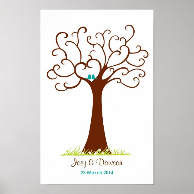 Fingerprint Tree Wedding - Heartastic (White) Poster (Front)