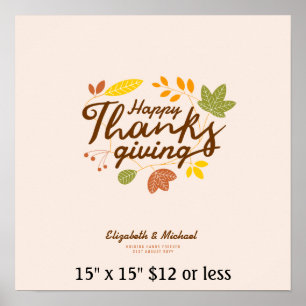 Fingerprint Tree Wreath ThanksGiving Budget Poster