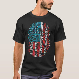 Fingerprint usa American Flag 4th of July T-Shirt