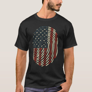 Fingerprint usa American Flag 4th of July T-Shirt