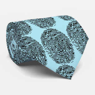 fingerprints with light blue background tie