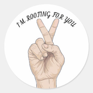 fingers crossed drawing classic round sticker