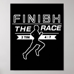 Finihe Race Sporty Christian Runner Athlete Bible Poster