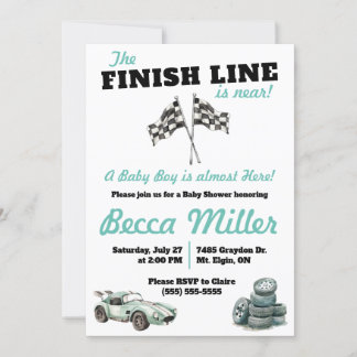 Finish Line is Near! Race Car Baby Shower Invitation