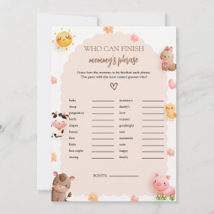Finish Mummy's Phrase Baby Shower Game Card