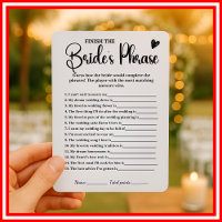 Finish The Brides Phrase Bridal Shower Game
