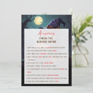 Finish the Nursery Rhyme Halloween Answer Card