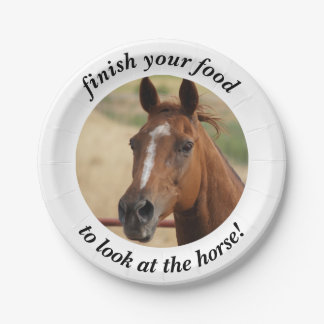Finish your food to look at the horse paper plate