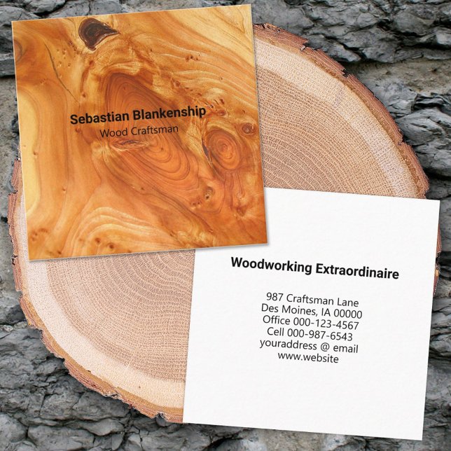 Finished Wood Texture Woodworking Craftsman  Square Business Card (Creator Uploaded)