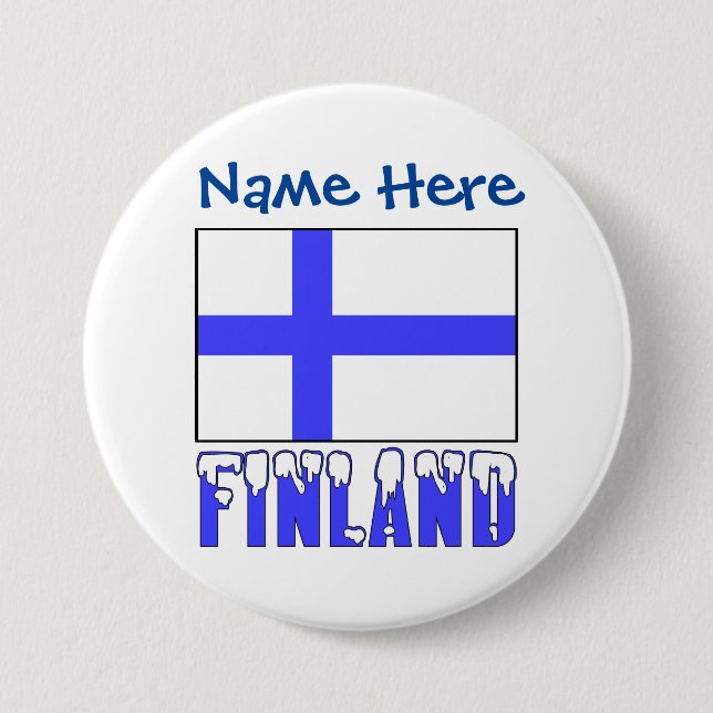 Finland and Finnish Flag Blue Personalisation  7.5 Cm Round Badge (Front)