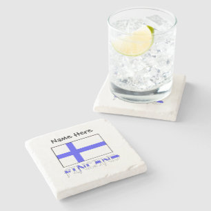 Finland and Finnish Flag Personalised Stone Coaster