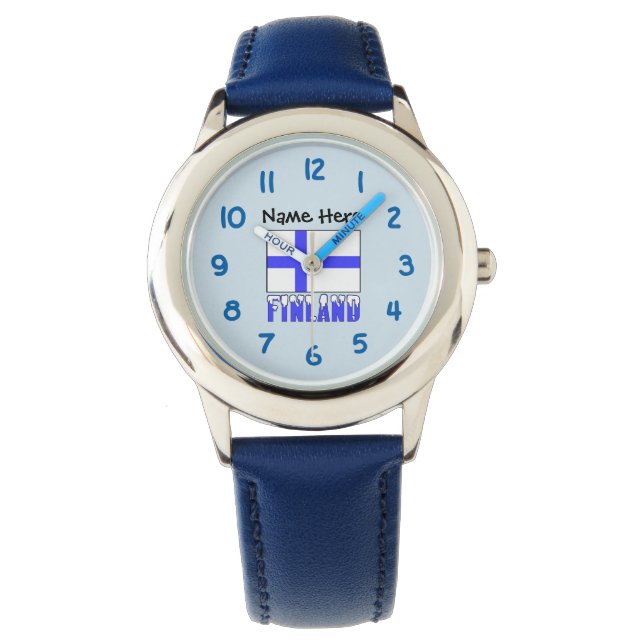 Finland and Finnish Flag Personalised  Watch (Front)