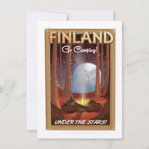 Finland camping under the stars poster invitation