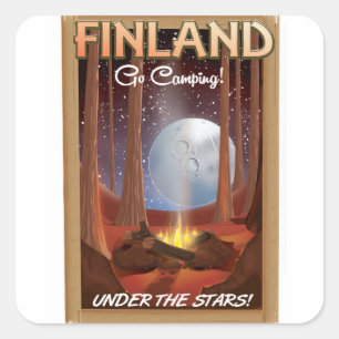 Finland camping under the stars poster square sticker