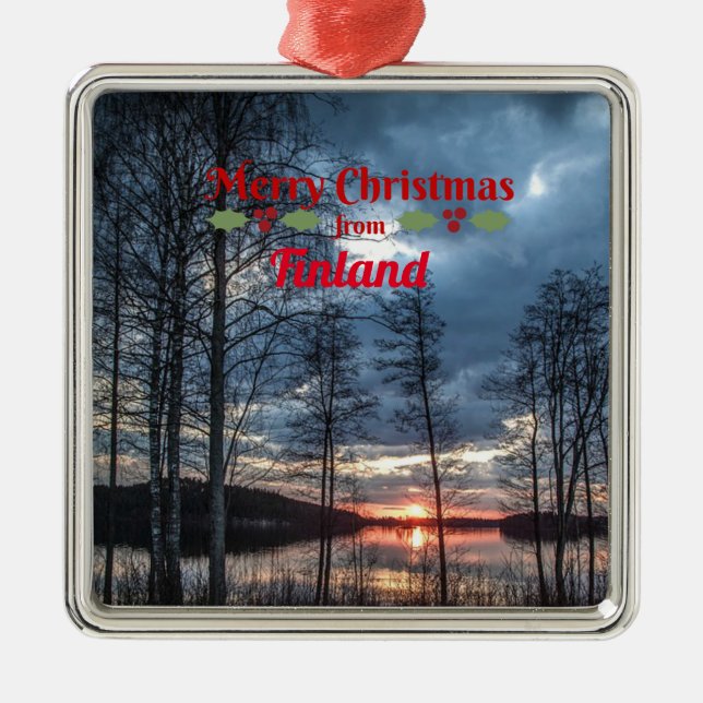 Finland Christmas Greetings Metal Ornament (Front)