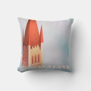 Finland church travel poster cushion